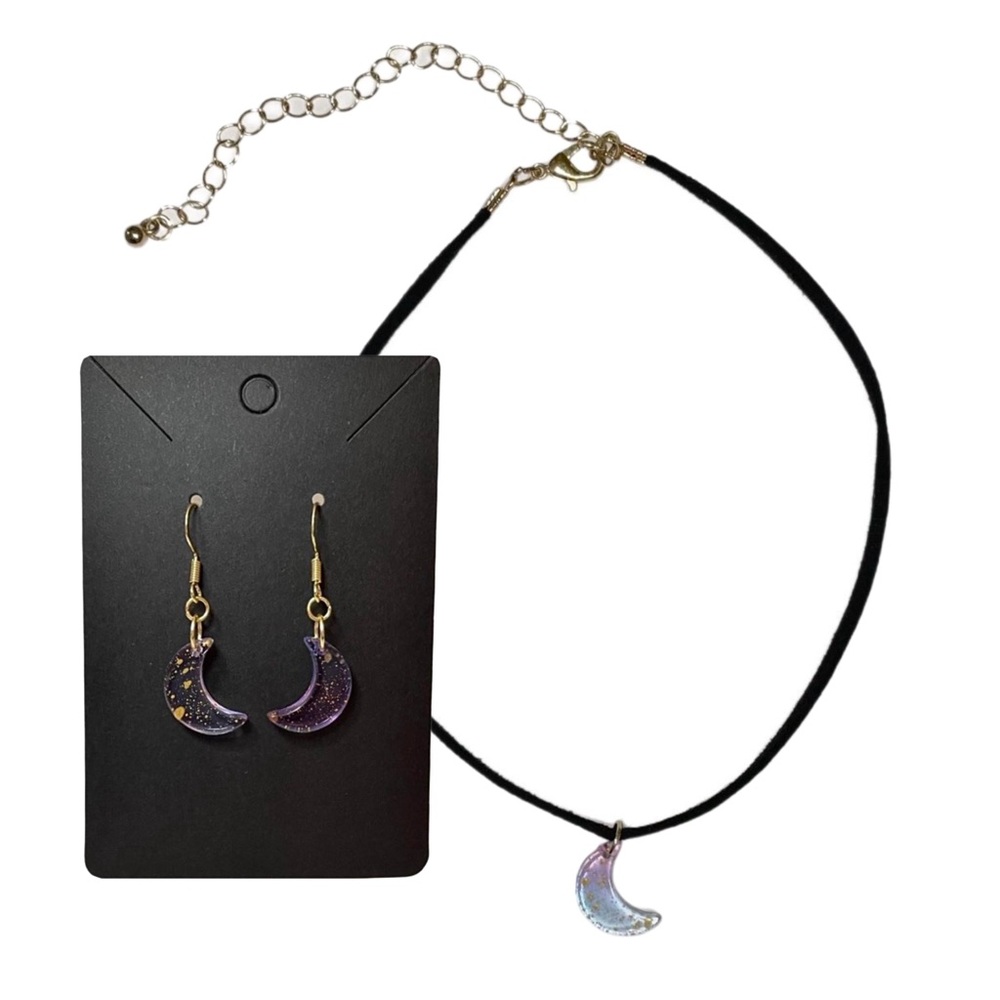 Handmade Crescent Moon Necklace & Earring Set